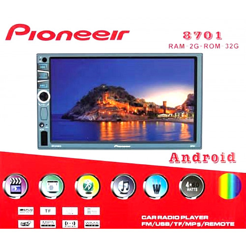 автомагнитола 7″дюйм+Android 2/32GB+сенсорный экран+MP5+Bluetooth+USB+AUX+радио 8701