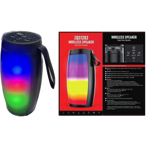 колонка+Bluetooth+USB+SD+радио+аккумулятор+светомузыка ZQS-1202