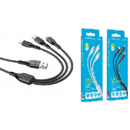 кабель 3в1 Micro+iphone+Type-C Borofone BX66