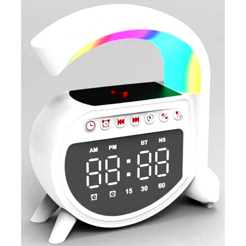 лампа+ночник RGB+колонка+часы+зарядная станция A16