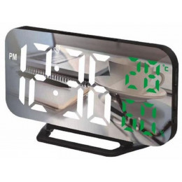 часы настольные зеркальные+дата+температура DS-3725LW/6 (белый) 