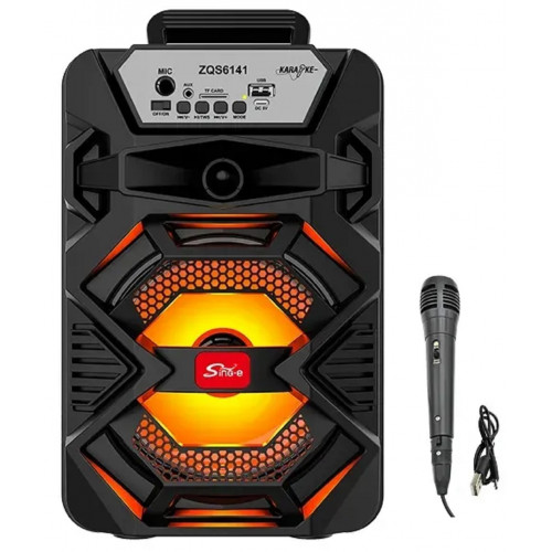 колонка+Bluetooth+USB+SD+радио+аккумулятор+микрофон+эквалайзер+светомузыка ZQS-6141