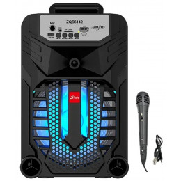 колонка+Bluetooth+USB+SD+радио+аккумулятор+микрофон+эквалайзер+светомузыка ZQS-6142
