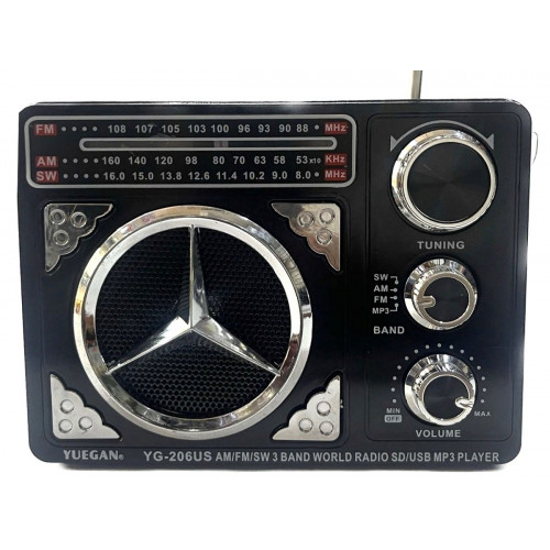 радиоприемник YUEGAN+USB+SD+фонарик+аккумулятор+солнечная зарядка YG-206US