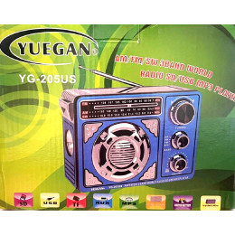 радиоприемник YUEGAN+USB+SD+фонарик+аккумулятор+солнечная зарядка YG-206US