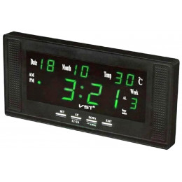 часы настенные+дата+температура VST-729W/4 (ярко-зеленый) 1 сорт