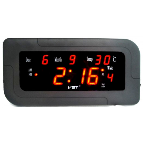 часы настенные+дата+температура VST-739W/1 (красный) 1 сорт