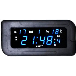 часы настенные+дата+температура VST-739W/5 (ярко-синий) 1 сорт