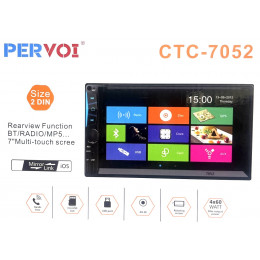 автомагнитола 7″дюйм+сенсорный экран+MP5+Bluetooth+USB+AUX+радио Pervoi CTC-7052
