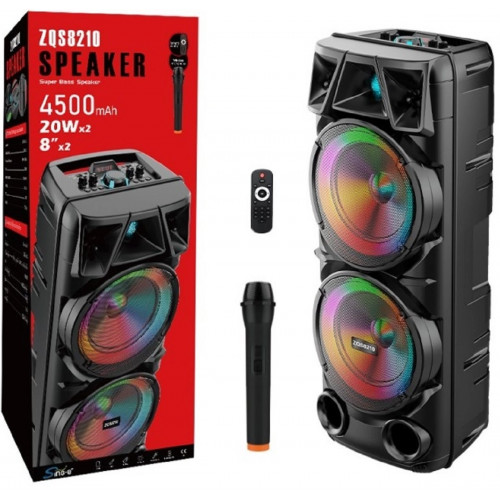 колонка+Bluetooth+USB+SD+радио+аккумулятор+микрофон+эквалайзер+светомузыка ZQS-8210
