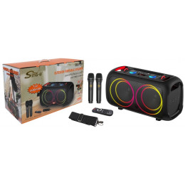 колонка+Bluetooth+USB+SD+радио+аккумулятор+микрофон 2шт+эквалайзер+светомузыка ZQS-L17