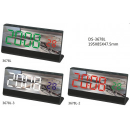 часы настольные+дата+температура DS-3678L (зеленый)