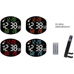 часы настенные+настольные+дата+температура DS-3816L (зеленый+белый)