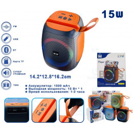 колонка+Bluetooth+USB+SD+радио+светомузыка+аккумулятор WUF-W51  (15W)
