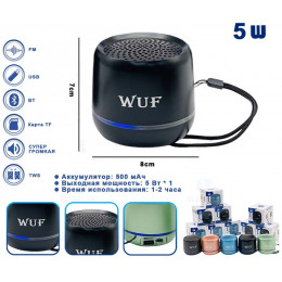 колонка+Bluetooth+USB+SD+радио+светомузыка+аккумулятор WUF-W63  (5W)