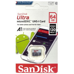 карта памяти MicroSD (Sandisk Ultra) 64GB (класс 10)