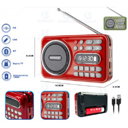 радиоприемник+Bluetooth+USB+SD+запись+аккумулятор "18650" D-66 REC