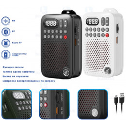 радиоприемник+Bluetooth+USB+SD+запись+аккумулятор "18650" D-22 REC