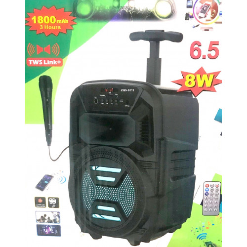 бумбокс+Bluetooth+USB+SD+радио+аккумулятор+микрофон+эквалайзер+светомузыка ZQS-6111