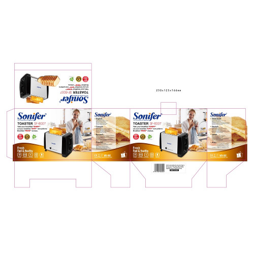 тостер из нержавеющей стали Sonifer двойной, мощность 700w SF-6007 