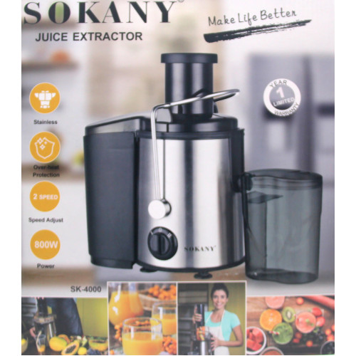 соковыжималка для твердых фруктов и овощей SOKANY, мощность 800w SK-4000