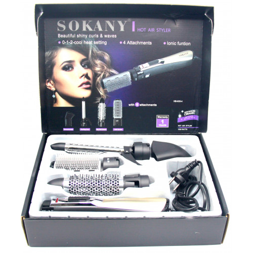 фен-расческа SOKANY для укладки волос с 4-я носадками, мощность 1000w HB-835-4