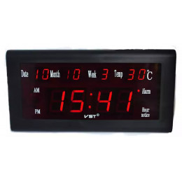 часы настенные+дата+температура VST-795/W1 (красный) 1 сорт