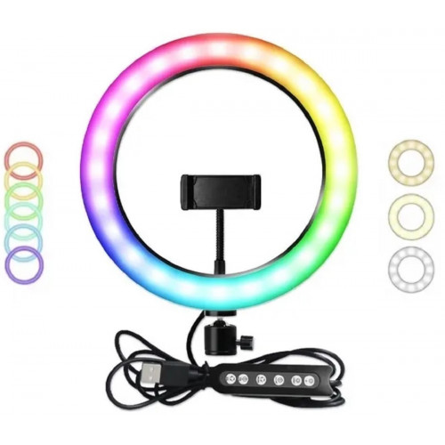 кольцевая лампа 33см+штатив MJ33 RGB