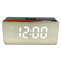 часы настольные зеркальные+дата+температура DS-3622L/6 (белый)