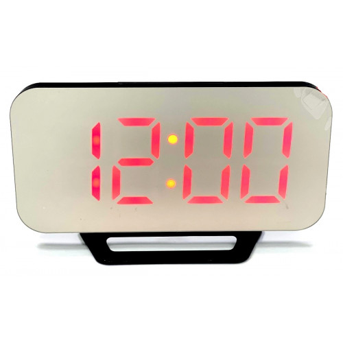 часы настольные зеркальные+дата+температура DS-3625L/1 (красный)