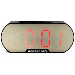 часы настольные зеркальные+дата+температура X6099/1 (красный)