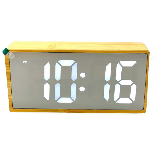 часы настольные зеркальные (деревянные)+дата+температура X6603/6 (белый)