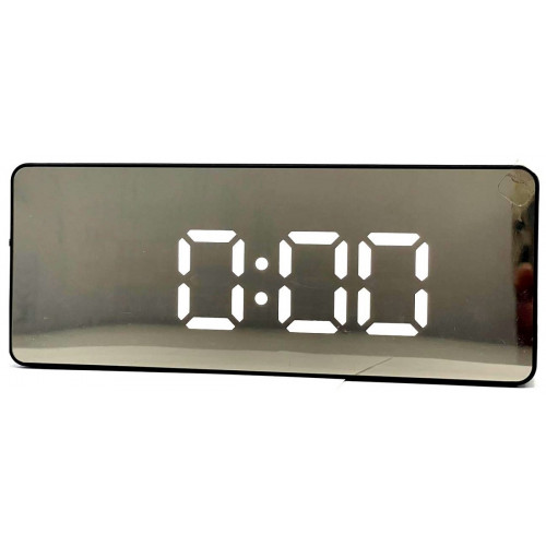 часы настольные зеркальные+дата+температура DS-3698L/6 (белый)