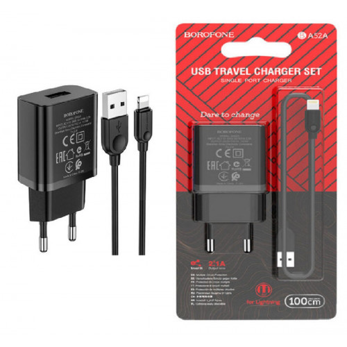 розетка USB Borofone BA52A+кабель iphone