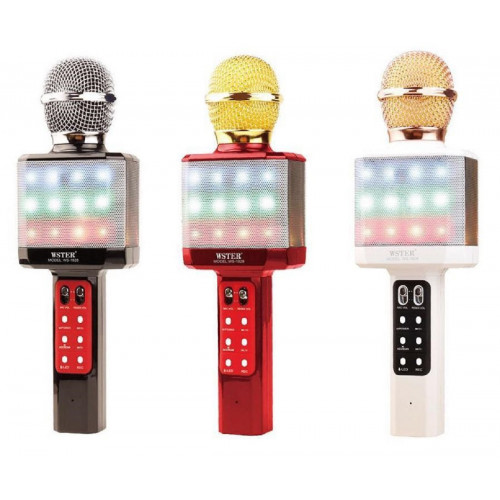 колонка микрофон+светомузыка+Bluetooth+USB+радио+аккумулятор WSTER WS-1828