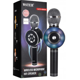 колонка микрофон+светомузыка+Bluetooth+USB+радио+аккумулятор WSTER WS-669