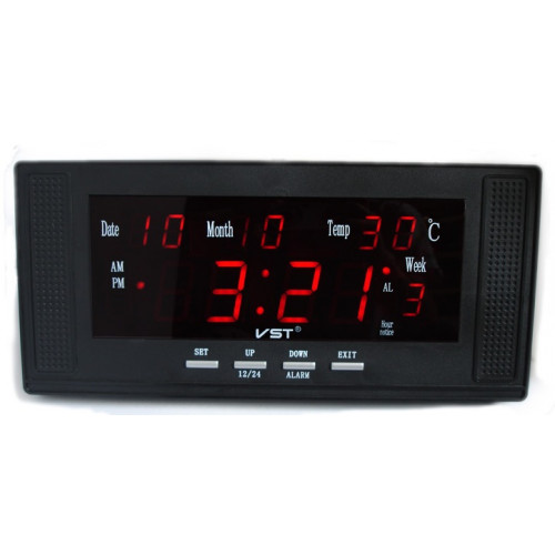 часы настенные+дата+температура VST-729W/1 (красный) 1 сорт
