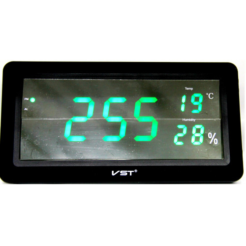 часы настенные дата температура VST-780S/4 (ярко-зеленый) 1 сорт
