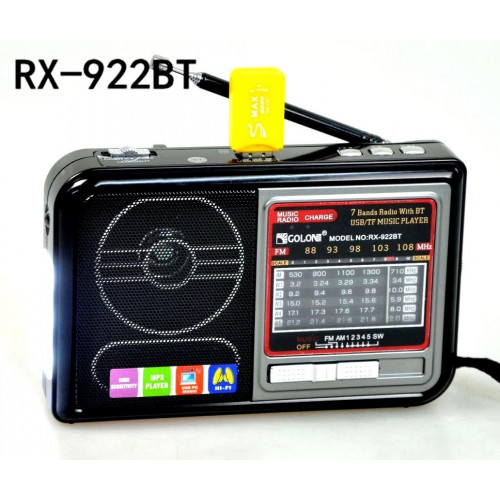 радиоприемник GOLON Bluetooth USB SD фонарик аккумулятор RX-922BT