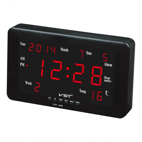 часы настенные дата температура VST-802W/1 (красный) 1 сорт