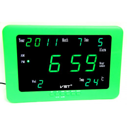 часы настенные дата температура VST-802WX/4 (ярко-зеленый корпус) 1 сорт