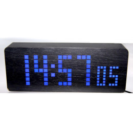 часы (деревянные) дата температура секундомер VST-870/5 (ярко-синий) 1 сорт