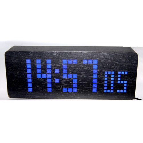 часы (деревянные) дата температура секундомер VST-870/5 (ярко-синий) 1 сорт
