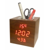 часы (деревянные) дата температура подставка VST-878S/1 (красный) 1 сорт