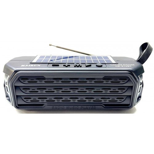 колонка HAIRUN+Bluetooth+USB+SD+радио+фонарик+аккумулятор 18650+солнечная зарядка HR-S10BT