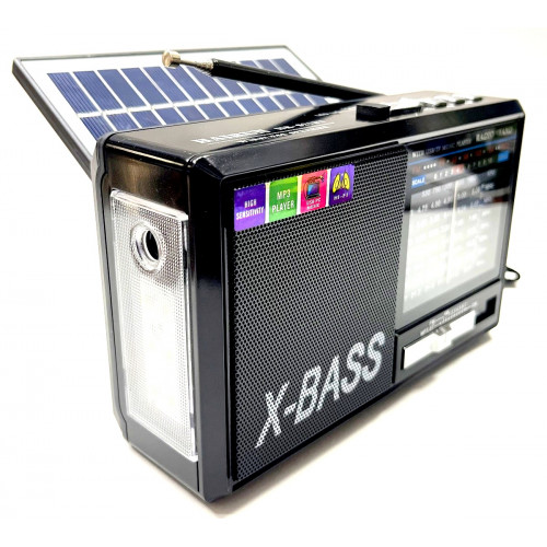 радиоприемник HAIRUN+Bluetooth+USB+SD+фонарик+аккумулятор 18650+солнечная зарядка HR-S21BT