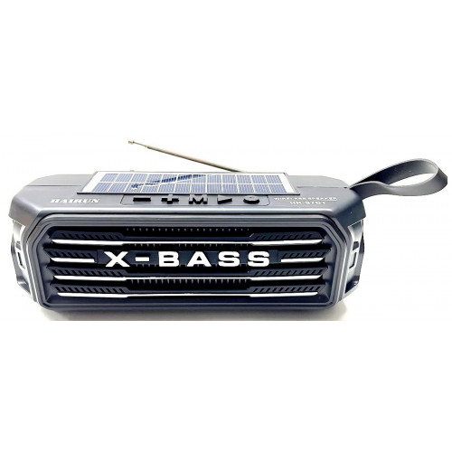 колонка HAIRUN+Bluetooth+USB+SD+радио+фонарик+аккумулятор 18650+солнечная зарядка HR-S7BT