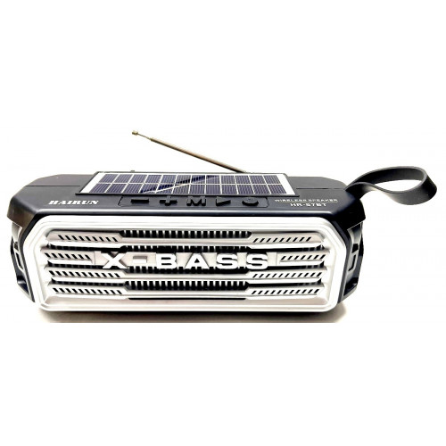 колонка HAIRUN+Bluetooth+USB+SD+радио+фонарик+аккумулятор 18650+солнечная зарядка HR-S7BT