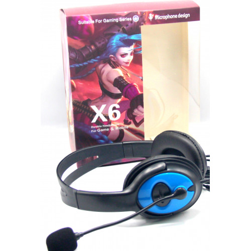 игровые наушники проводные+микрофон X6