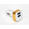 авто зарядка 2 USB, 1A 2,1A (A8) (металлический,квадратный)
